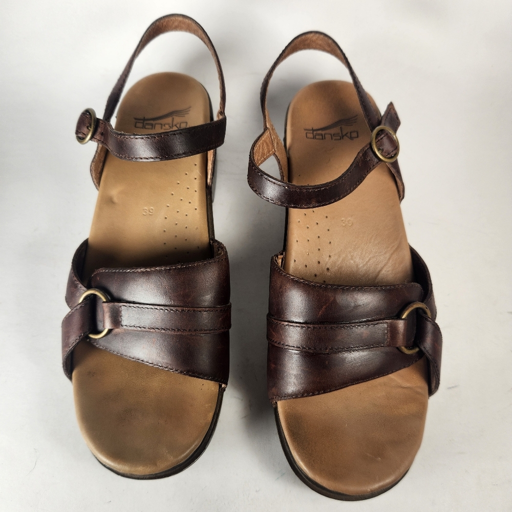 DANSKO Women's Melina Waxy Bark Sandal 39 / 9 Brown Leather Comfort Casual Shoe - Picture 9 of 10